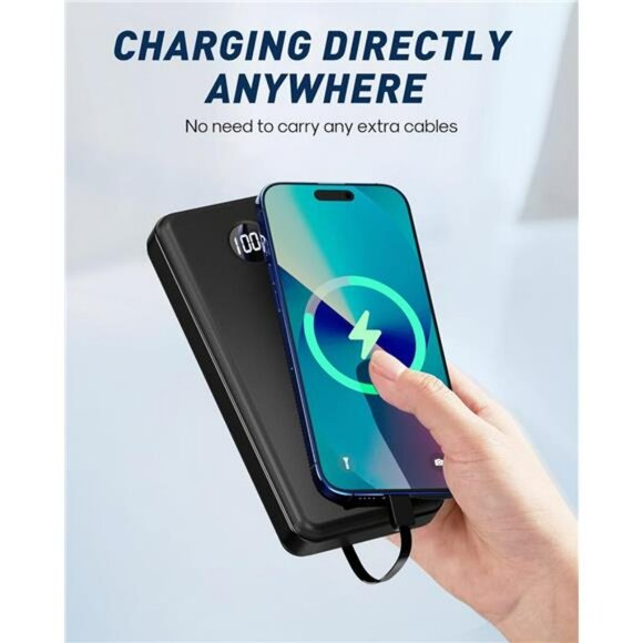 37000mAh portable power bank with built in cables fast charging battery pack - Picture 6 of 7